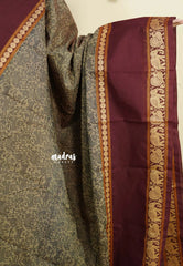 Brown beige - Classic Kanchi cotton vanasingaram full weaving with blouse