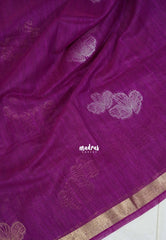 Magenta Purple - 120 Count Premium Linen Saree with Tissue Border - Perfect for Office Wear