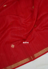 Spicy Red - 120 Count Premium Linen Saree with Tissue Border and Contrast Pallu - Perfect for Small Functions | Casual Wear