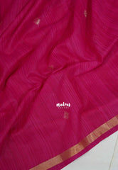 Fuchsia Pink - 120 Count Premium Linen Saree Tissue Border with Contrast Pallu and Blouse - Perfect for Small Functions | Casual Wear