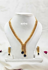 Premium 1 Gram Gold polish AD Stone Trendy Unique Design Blue Necklace with Earrings