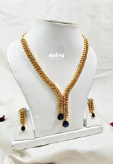 Premium 1 Gram Gold polish AD Stone Trendy Unique Design Blue Necklace with Earrings
