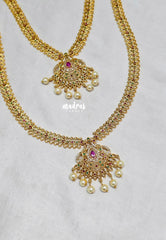 Premium 1 Gram Gold polish AD Stone Trendy Design Haram Set with Earrings