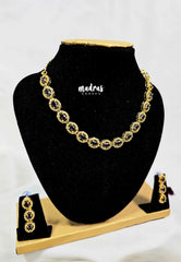 Premium 1 Gram Gold polish AD Stone Trendy Unique Design Purple Stone Necklace with Earrings