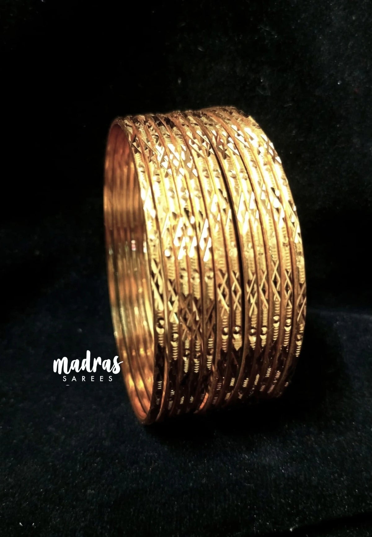 Premium 1 Gram Gold Polish Traditional Bangle with Unique Design (Set of 12)