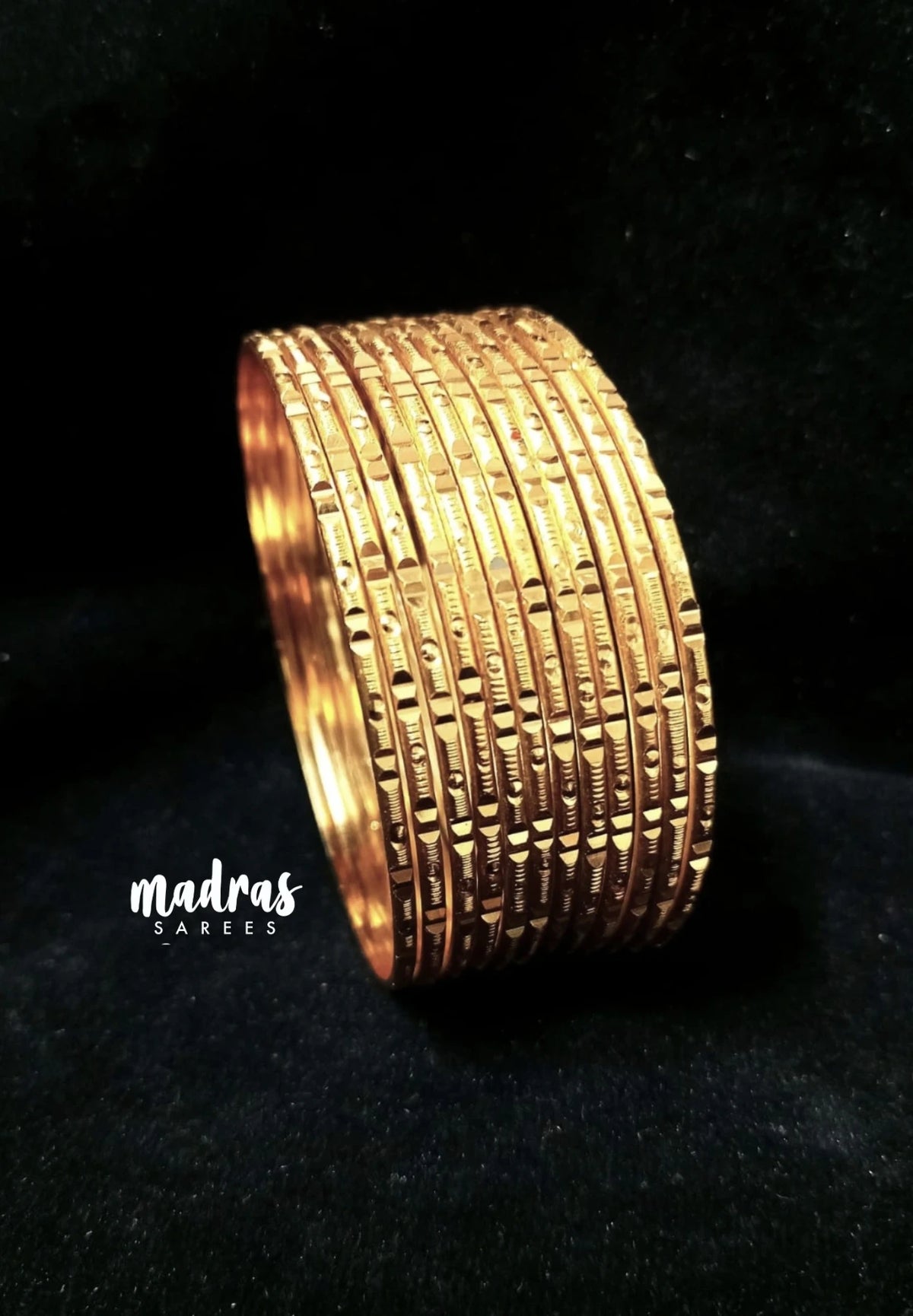 Premium 1 Gram Gold Polish Traditional Bangle with Unique Design (Set of 12)