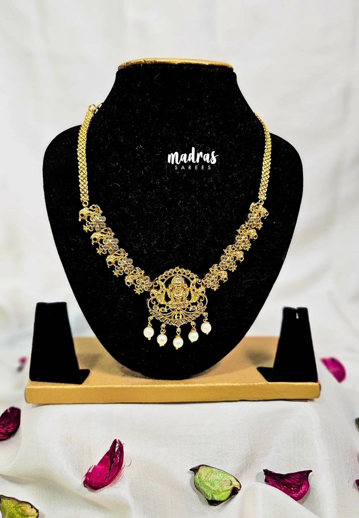 Premium 1 Gram Gold polish AD Stone Trendy New Style Lakshmi with Peacock Design Choker