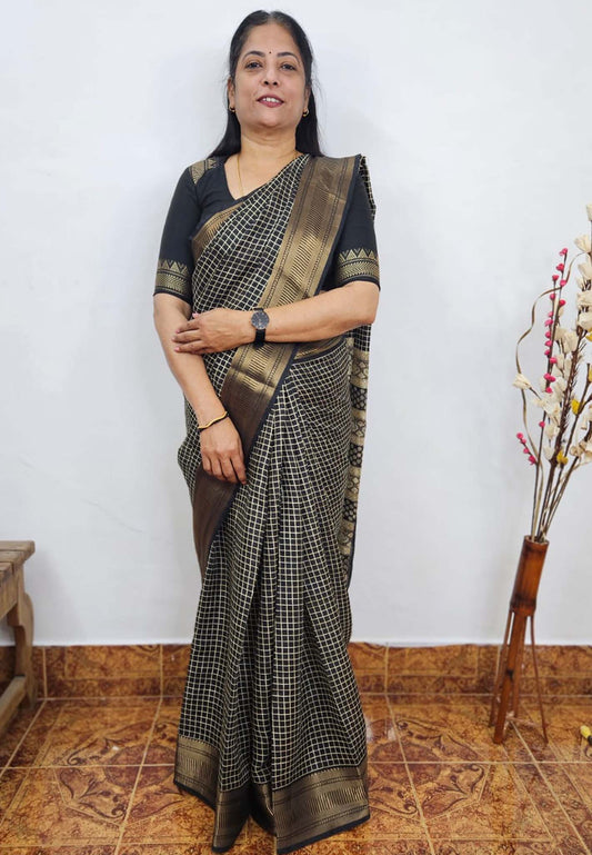 Saraswathi Printed silk Black