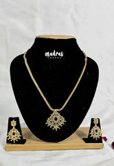 Premium 1 Gram Gold polish AD Stone Trendy Traditional Design with Purple Stone Pendant Necklace with Earrings