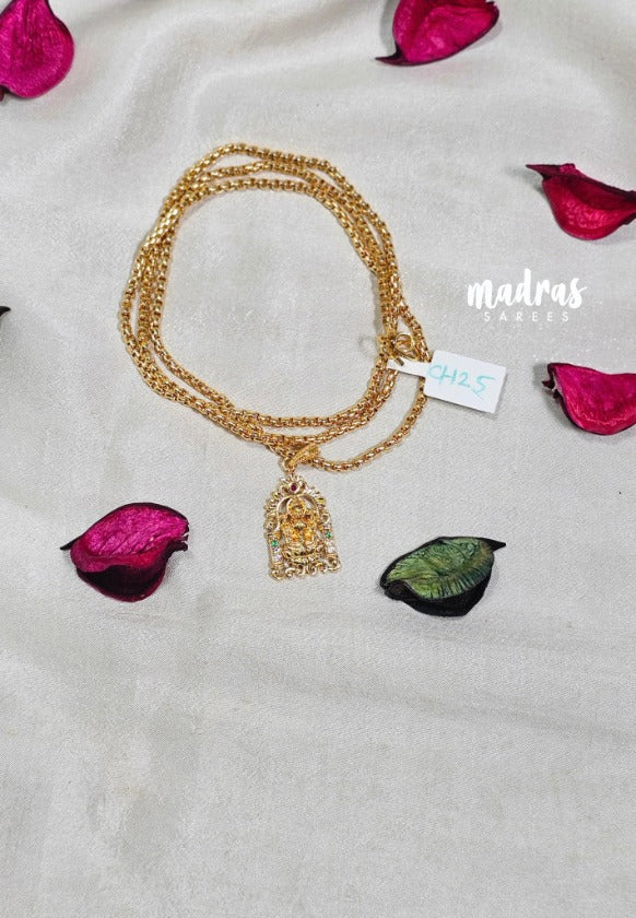 Premium 1 Gram Gold polish AD Stone Trendy Lakshmi Pendant Long Chain