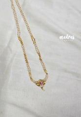 Premium 1 Gram Gold polish AD Stone Trendy Green,Pink and White Stone Pendtant Pearl Mala