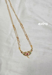 Premium 1 Gram Gold polish AD Stone Trendy Green,Pink and White Stone Pendtant Pearl Mala