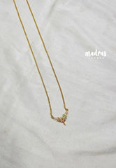 Premium 1 Gram Gold polish AD Stone Trendy Pendant with White,Pink and Green Stone Long Chain