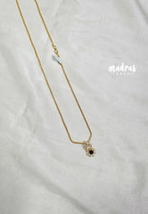 Premium 1 Gram Gold polish AD Stone Trendy Pendant with Midnight Blue Stone Long Chain