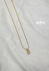 Premium 1 Gram Gold polish AD Stone Trendy Pendant with Light Green Stone Long Chain