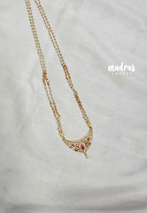 Premium 1 Gram Gold polish AD Stone Trendy Green,Pink and White Stone Pendtant Pearl Mala