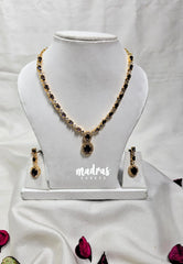 Premium 1 Gram Gold polish AD Stone Trendy Unique Design with Purple Stone Necklace and Earrings