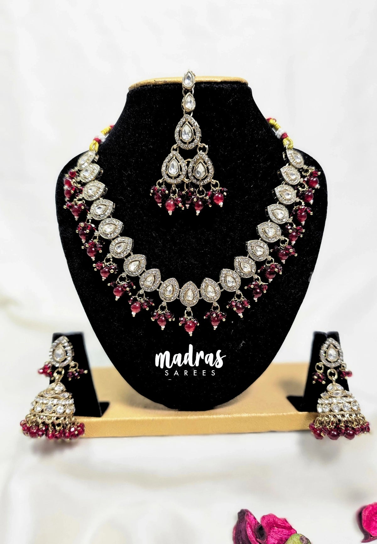 Antique White Kundan Indian Bridal Necklace Set Geet Sets