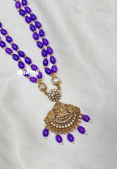 Premium 1 Gram Gold polish Trendy Layered Mala with Purple Beads and Lakshmi Pendant