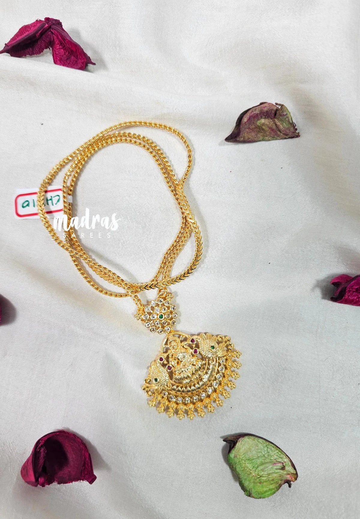 Premium 1 Gram Gold polish AD Stone Trendy Lakshmi Pendant Long Chain