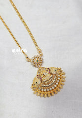 Premium 1 Gram Gold polish AD Stone Trendy Lakshmi Pendant Long Chain