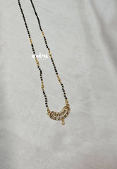 Premium 1 Gram Gold polish Trendy Mangalsutra with Black Beads Pendant Chain