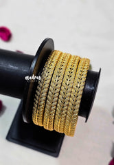 Premium 1 Gram Gold Polish Traditional Bangle with New Leaf Design Size 2.8 (Set of 4)