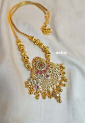 Aimpon trendy long necklace with zircon and ruby stones