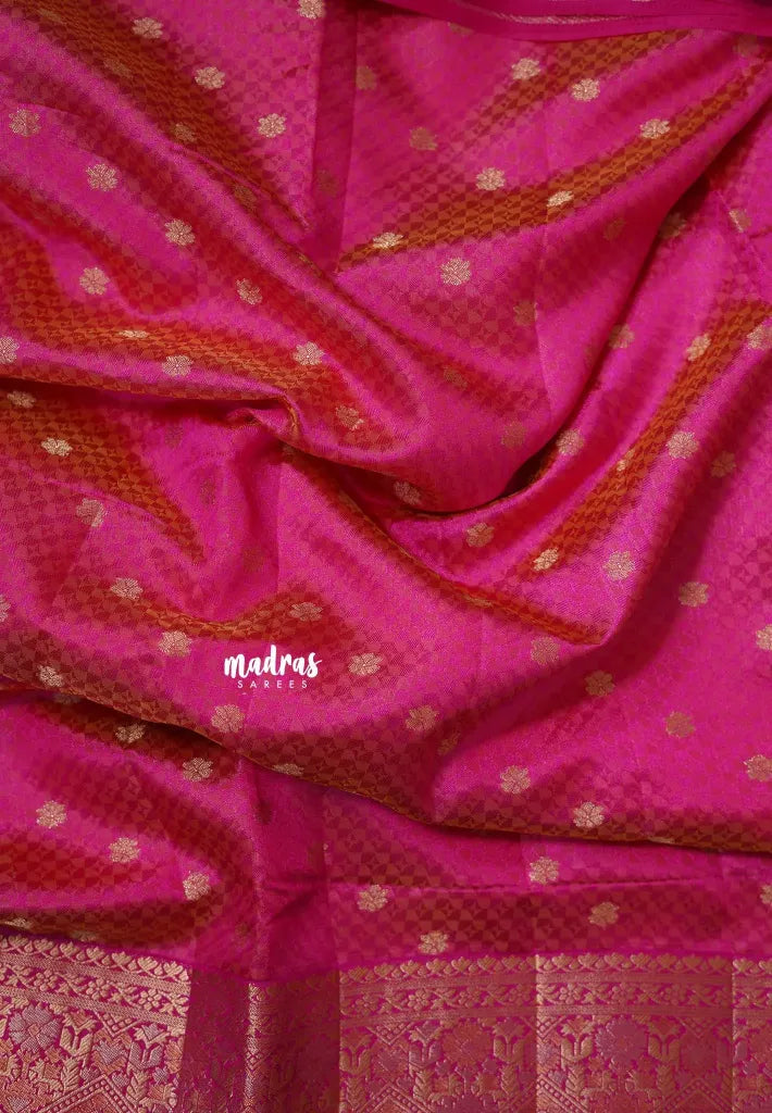 Dual Shade Queen's Pink - Raaga - Semi Tussar wtih full body 3D weaving
