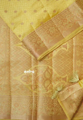 Dual Shade Golden Yellow - Raaga - Semi Tussar wtih full body 3D weaving