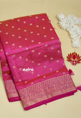 Dual Shade Queen's Pink - Raaga - Semi Tussar wtih full body 3D weaving
