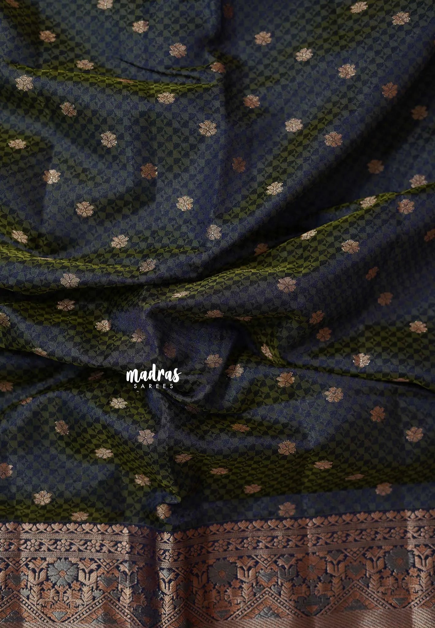 Dual Shade Navy Blue- Raaga - Semi Tussar wtih full body 3D weaving