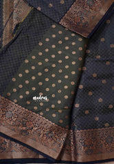 Dual Shade Navy Blue- Raaga - Semi Tussar wtih full body 3D weaving