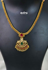 Aimpon Vintage Attigai Neckpiece Design Emerald with Ruby