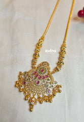 Aimpon trendy long necklace with zircon and ruby stones