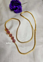 Aimpon  mugappu chain / Thali chain Ruby stone Flower design