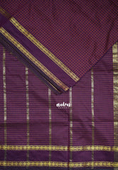Jamun Purple - 9 yards Gadwal Silk Cotton  Madisar Saree with Rettapet Rudraksham Border - Best for Casual Wear
