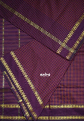 Jamun Purple - 9 yards Gadwal Silk Cotton  Madisar Saree with Rettapet Rudraksham Border - Best for Casual Wear