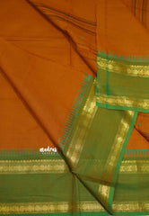 9 yards Classic Kanchi cotton Mustard yellow saree with rettapet Ganga Jamuna border - Madisar saree (8.2 meter)