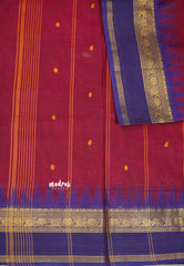 9 yards Classic Kanchi cotton Magenta saree with rettapet border - Madisar saree (8.2 meter)