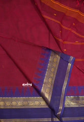 9 yards Classic Kanchi cotton Magenta saree with rettapet border - Madisar saree (8.2 meter)