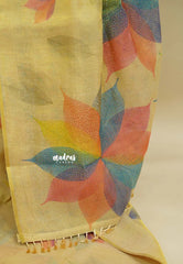 Dual Shade Golden Sandal - ANJALI - Tissue linen with Floral Digital prints