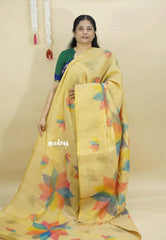 Dual Shade Golden Sandal - ANJALI - Tissue linen with Floral Digital prints