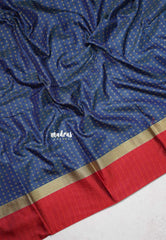 Shadow Blue with Maroon - Arani semi silk saree with weaving plus buttas - Best for Regular Wear | Temple visit