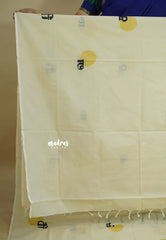 Ivory Cream - Aathini - Tamizh Words Handblock Printed Bamboo Cotton Double Blouse Combo