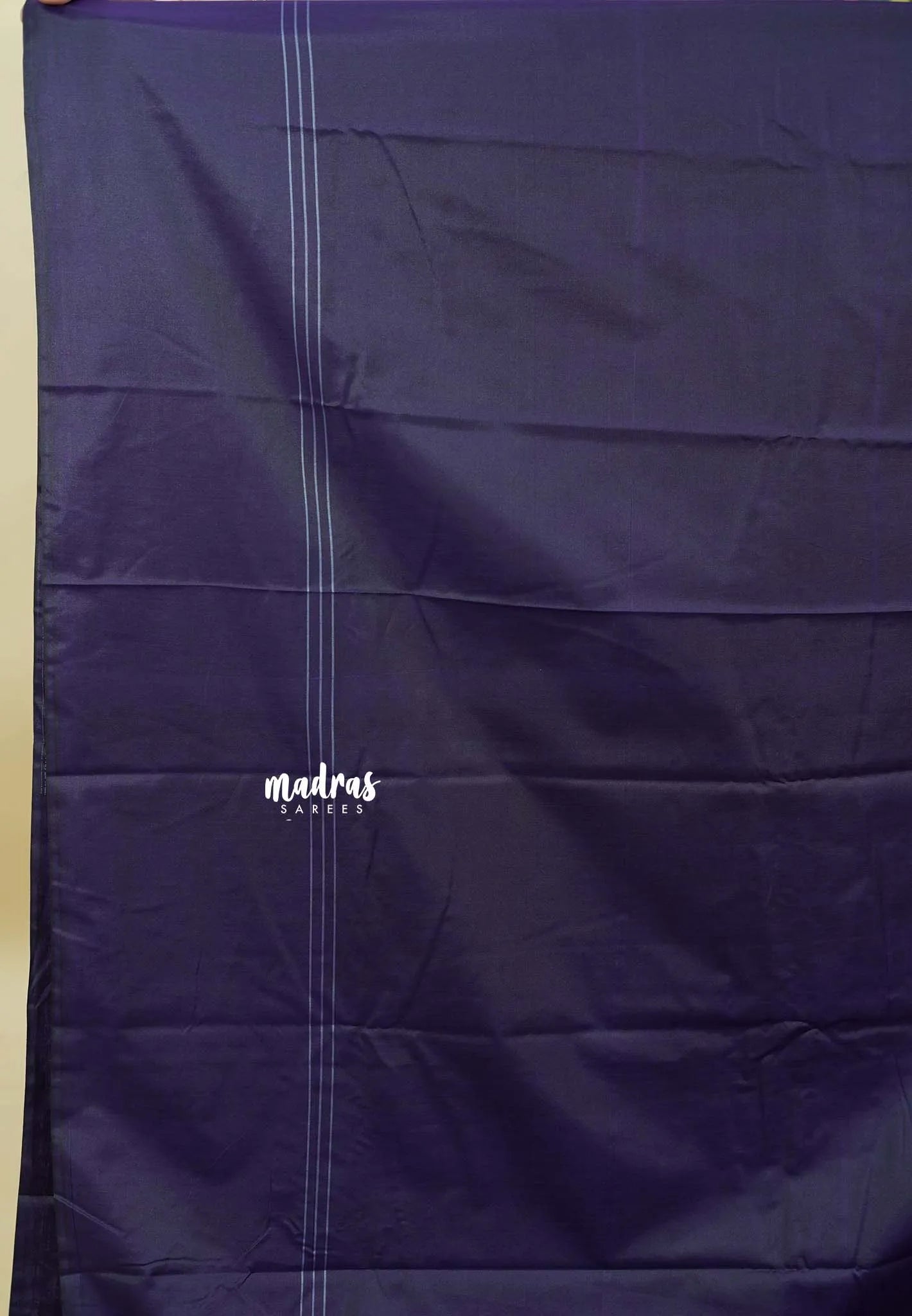 Navy Blue - Ahimsa - 100 count Pure mercerized silk cotton with temple and mango border