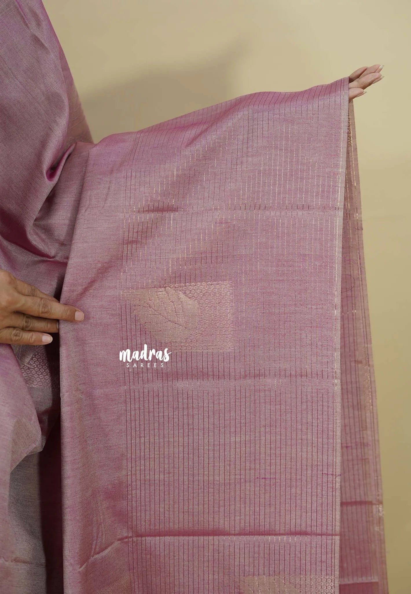 Onion Pink - Ahimsa - 100 count Pure mercerized silk cotton stripes border