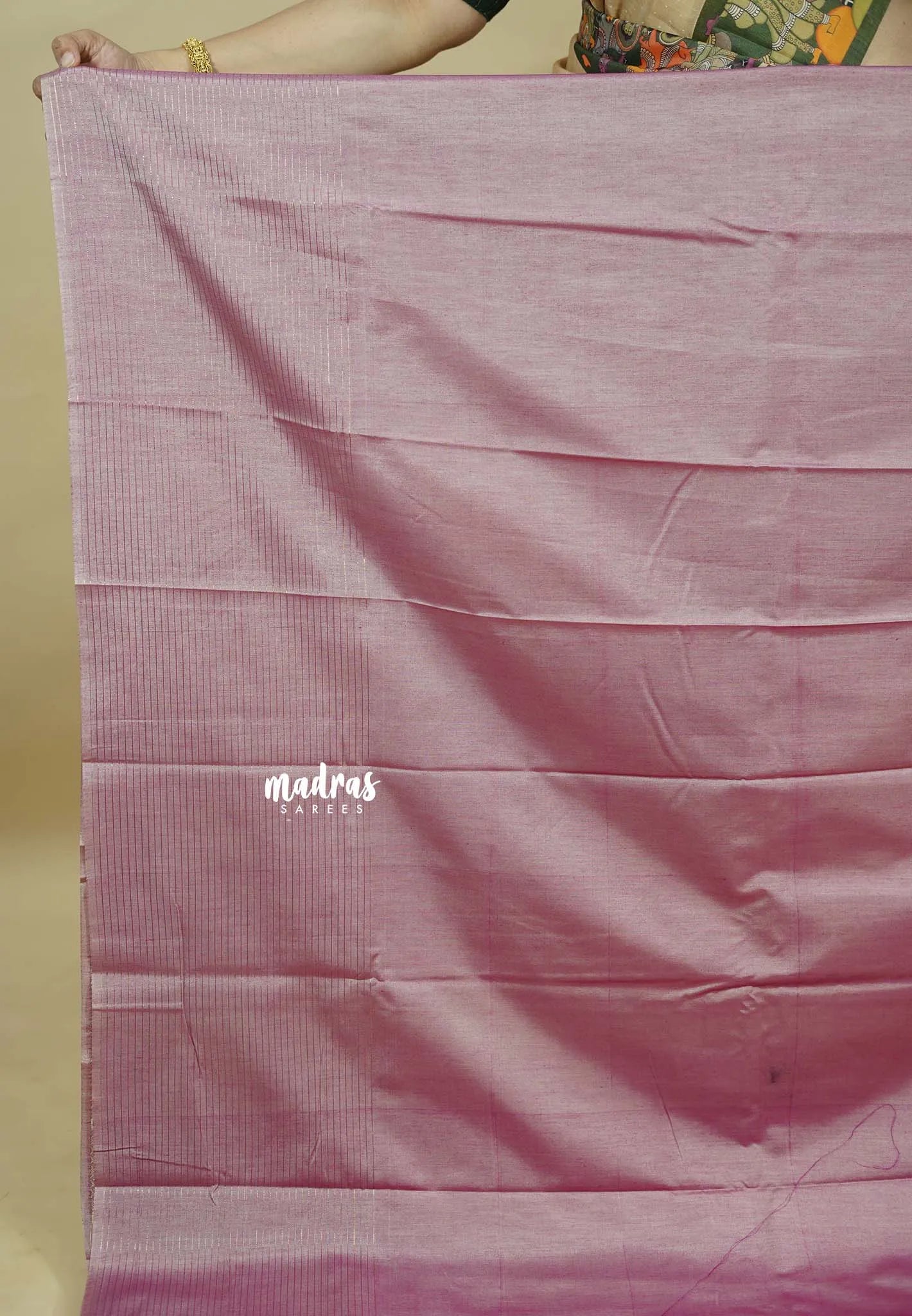 Onion Pink - Ahimsa - 100 count Pure mercerized silk cotton stripes border