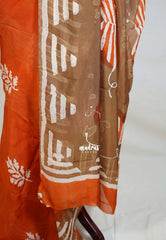 Sunset Orange - Ahimsa Silk with Bagru Handblock Saree | Best for Regular Wear | Casual Wear