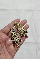 Aimpon Floral Two-Layered AD Stone Necklace with Matching Earrings
